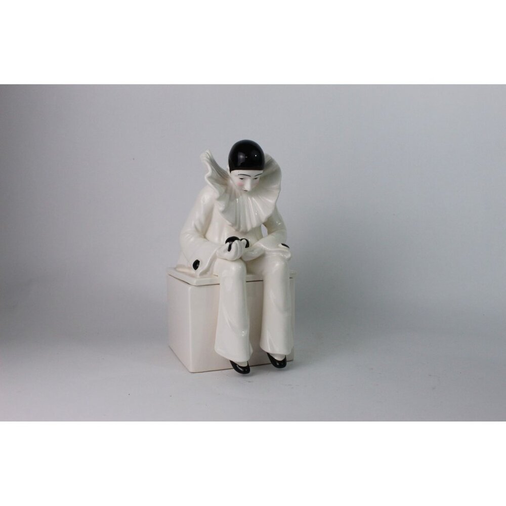 Taste Setter By Sigma Pierrot Clown Lidded Porcelain Box |Vintage | 8"
